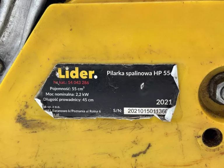 PILARKA SPALINOWA ŁAŃCUCHOWA LIDER HP5545 2.2KW 55CM3 2021 ROK!