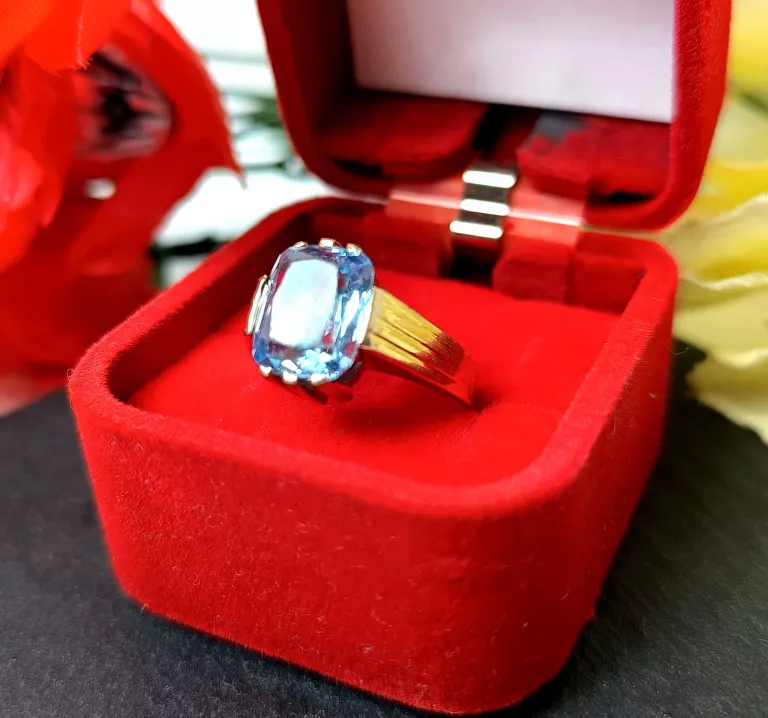 ZŁOTY PIERŚCIONEK Z NIEBIESKIM OCZKIEM 5,35GR 15