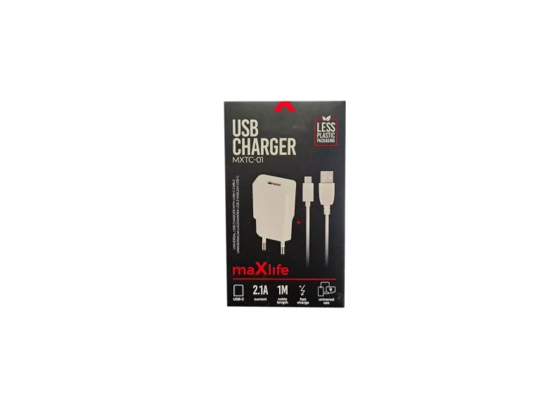 MAXLIFE ŁADOWARKA SIECIOWA MXTC-01 1X USB 2,1A