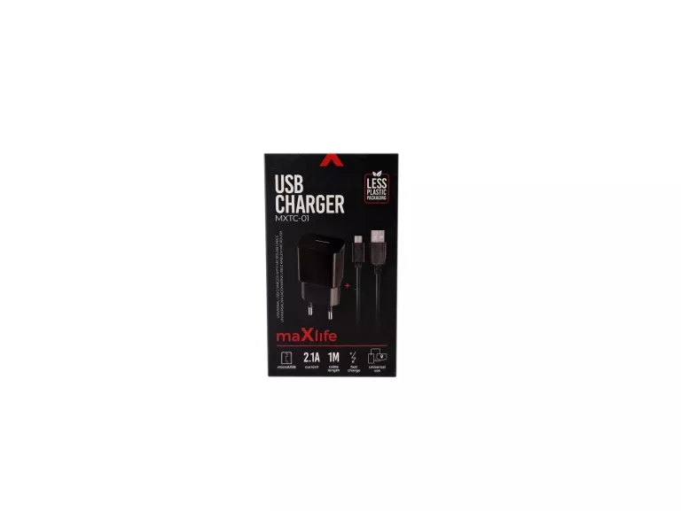 MAXLIFE ŁADOWARKA SIECIOWA MXTC-01 1X USB 2,1A