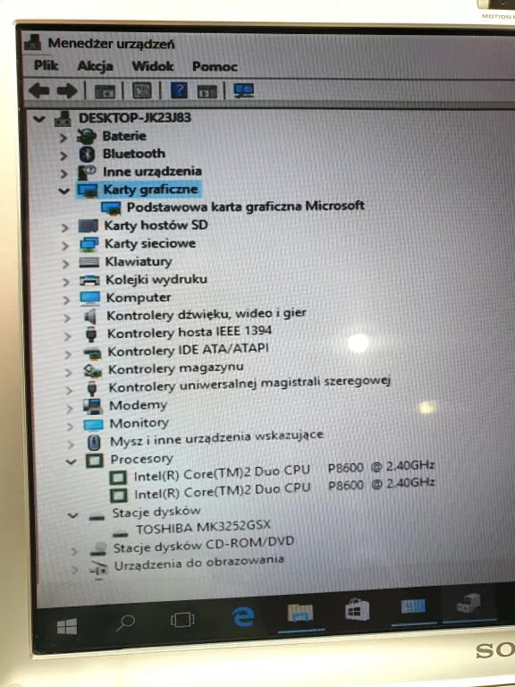LAPTOP SONY VAIO PCG-5P1M ZASILACZ 320 GB HDD/4 GB INTEL CORE 2 DUO