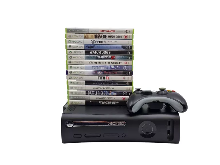 KONSOLA MICROSOFT XBOX 360 ELITE 120 GB HDD + PAD + 15 GIER