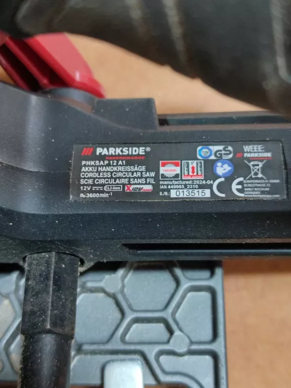 PARKSIDE PERFORMANCE AKUMULATOROWA PIŁA RĘCZNA TARCZOWA 12 V PHKSAP 12 A1