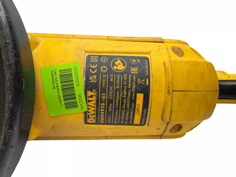 SZLIFIERKA KĄTOWA SIECIOWA DUŻA DEWALT 2200W 230V DWE492S-QS 2023R