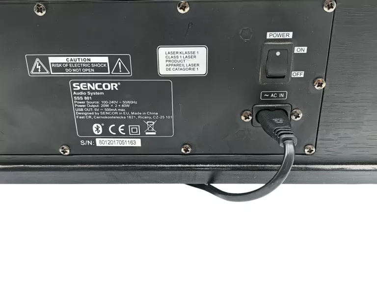 WIEŻA SENCOR SSS 801 80W RMS CD,BLUETOOTH, MP3, FM