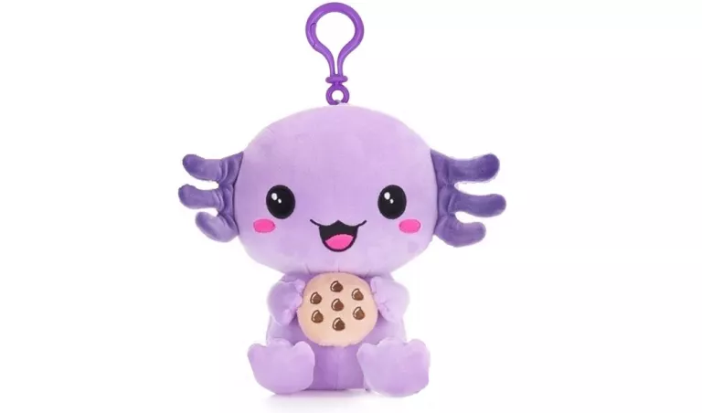 MIĘKKA MASKOTKA AKSOLOTL KAWAII KUTIES FIOLETOWY Z CIASTKIEM