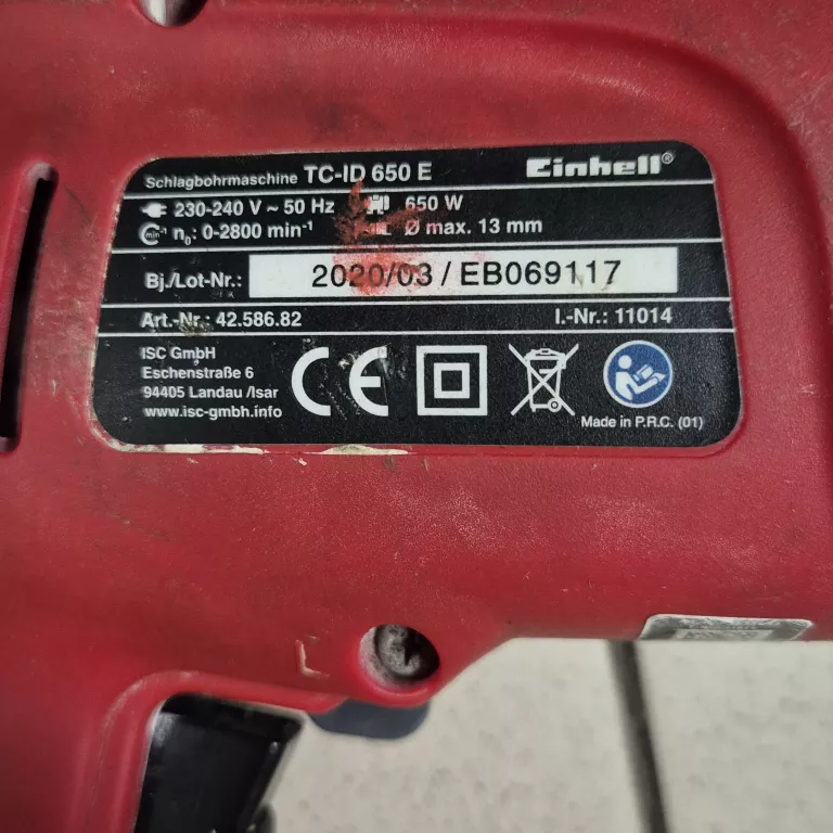 WIERTARKA EINHELL TC-ID 650 E ROK 2020