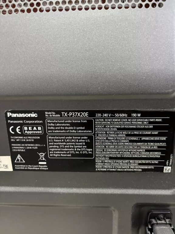 TV PLAZMA PANASONIC TX-P37X20E