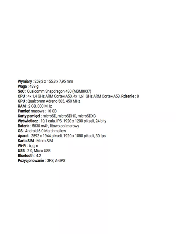 TABLET VODAFONE TAB PRIME 7 VFD-1400 SREBRNY 16 GB