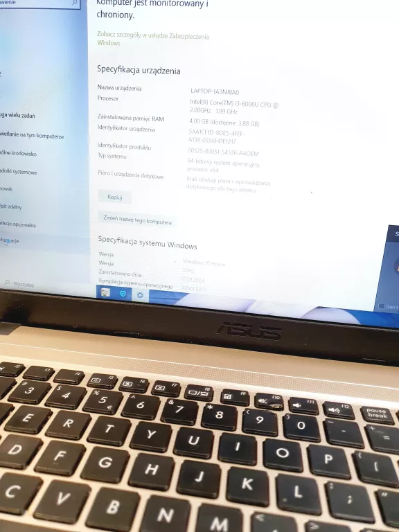 LAPTOP ASUS R540U NTEL CORE I3 RAM4GB DYSK1TB W10