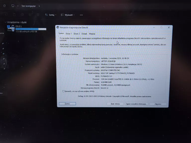 LAPTOP ASUS TUF GAMING F17 17,3" I5-11400H/ 16GB RAM/ RTX3050/ 480GB SSD