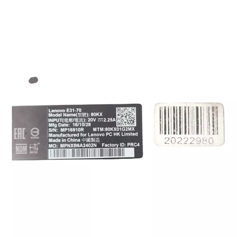 LAPTOP LENOVO E31