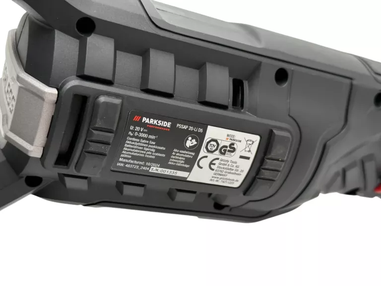 AKUMULATOROWA PIŁA SZABLASTA PARKSIDE PSSAP 20 LI D5 20V + AKU + ŁAD