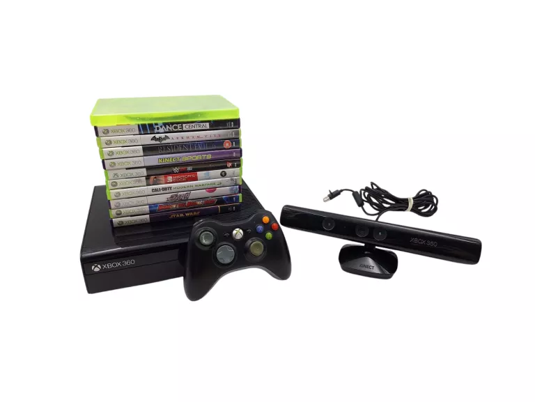 KONSOLA MICROSOFT XBOX 360 E 1538 500GB + PAD + KINECT + 11 GIER
