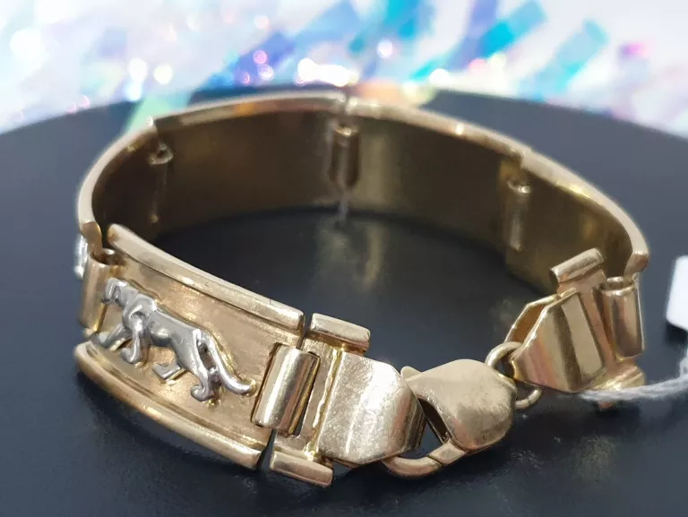 ZŁOTO 585 ZŁOTA BRANSOLETA MASYWNA PANTERA / PUMA MOTYW ZWIERZĘCY 42,76 G