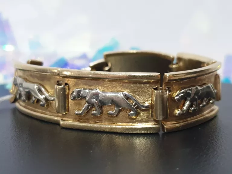 ZŁOTO 585 ZŁOTA BRANSOLETA MASYWNA PANTERA / PUMA MOTYW ZWIERZĘCY 42,76 G