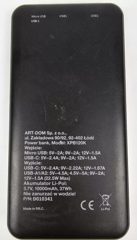 POWERBANK XLINE 10000 MAH USB-C SZYBKIE ŁADOWANIE