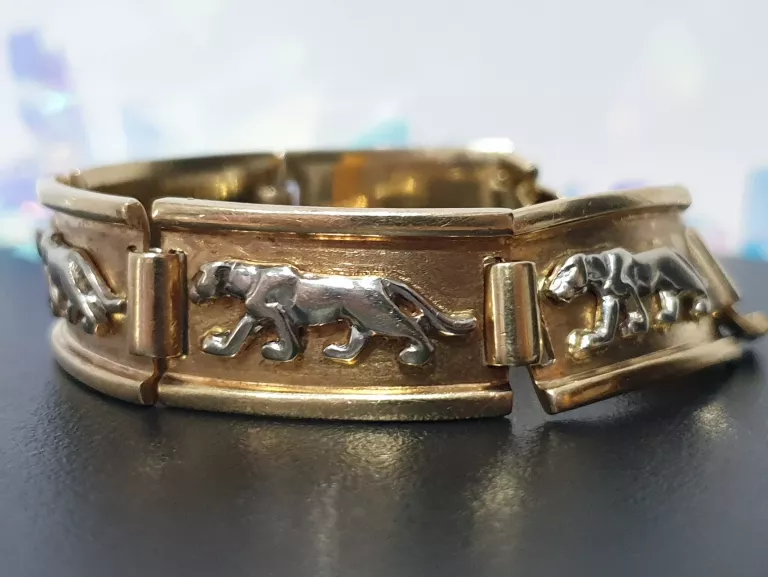 ZŁOTO 585 ZŁOTA BRANSOLETA MASYWNA PANTERA / PUMA MOTYW ZWIERZĘCY 42,76 G