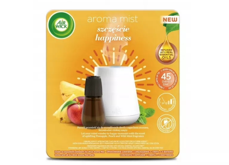 AIR WICK AROMATYCZNA MGIEŁKA MIST DYFUZOR ZAPACHU SZCZĘŚCIE KOMPLET 20 ML