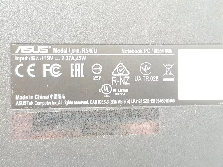 LAPTOP ASUS R540U NTEL CORE I3 RAM4GB DYSK1TB W10