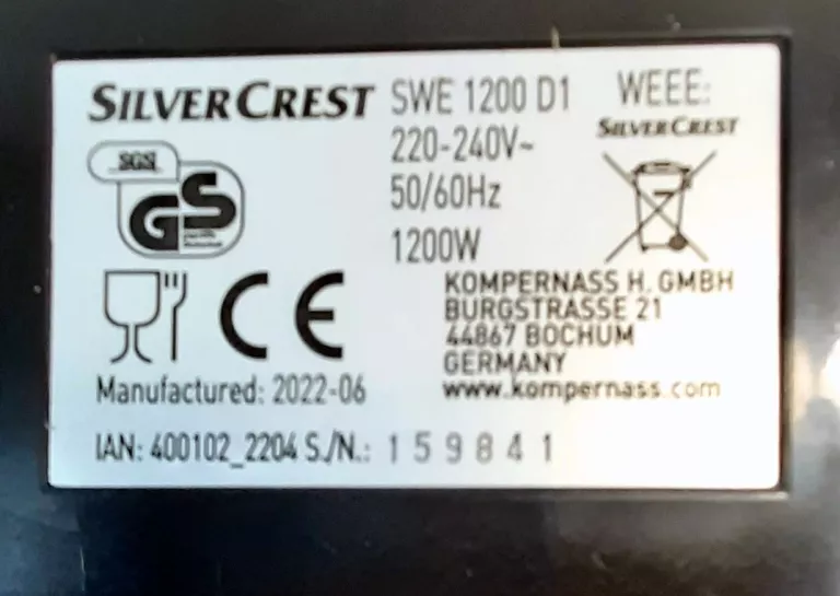 GOFROWNICA SILVERCREST SWE 1200 D1