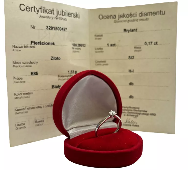 PIERŚCIONEK Z BIAŁEGO ZŁOTA APART 100.396 Z BRYLANTEM 0,17CT SI2/H-I