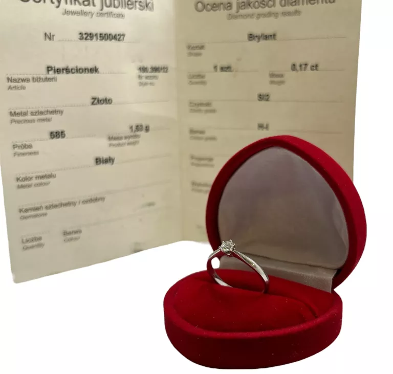 PIERŚCIONEK Z BIAŁEGO ZŁOTA APART 100.396 Z BRYLANTEM 0,17CT SI2/H-I