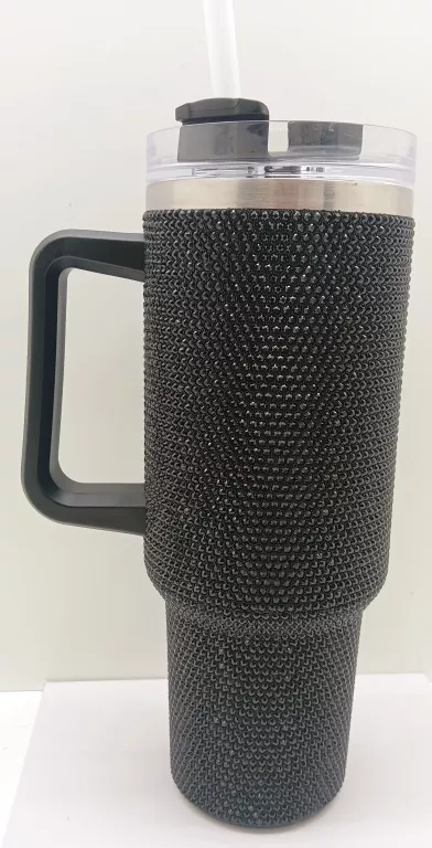 KUBEK TERMICZNY ZE SŁOMKA 1200ML CZARNY CYRKONIE
