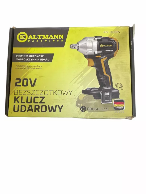 KALTMANN KLUCZ UDAROWY BEZSZCZOTKOWY 320NM 20V 2AH + AKU.+ ŁADOWARKA PUD