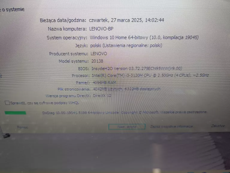 LAPTOP LENOVO G780 TORBA / ŁAD (WINDOWS10 /4GB/ I3/222GB )