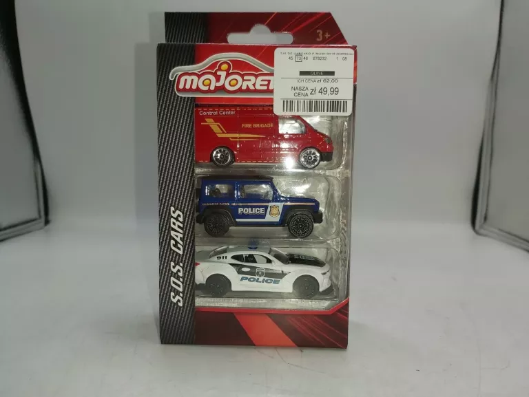 AUTKA MODELE MAJORETTE 3 SZT S.O.S. CARS 2 X POLICE