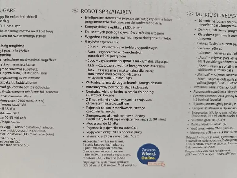 ROBOT SPRZĄTAJĄCY SILVERCREST SSRA1