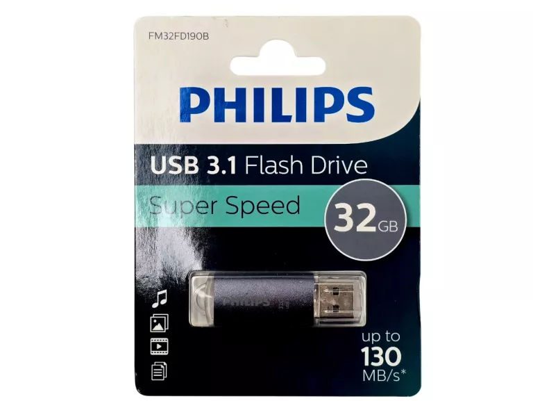 PENDRIVE PHILIPS 32GB 130MB/S FM32FD190N USB 3.1 CZARNY - JAK NOWY