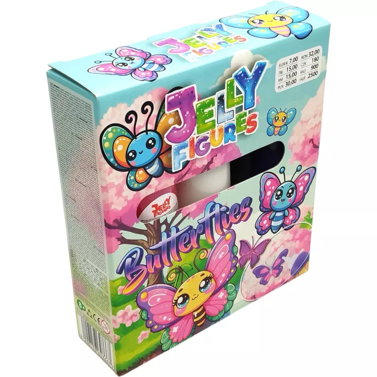 JELLY FIGURES FIGURKI ŻELOWE MOTYLE ZESTAW + 3 KOLORY + MISKA - MOTYL