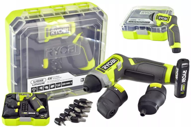 WKRĘTARKA RYOBI 4V USB RSD4-120TA2 2,0 AH GŁOWICA WYMIENNA 10 KOŃCÓWEK