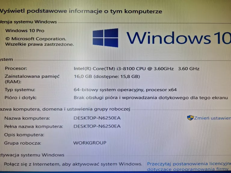KOMPUTER STACJONARNY FUJITSU I3-8100CPU/16GB/256GB SSD