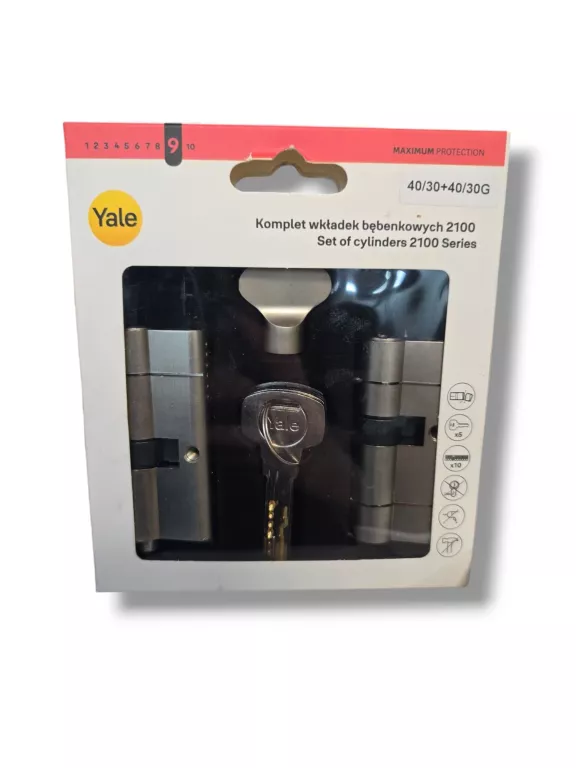 WKŁADKA 30/40 + WKŁADKA Z GAŁKĄ 40G/30 ASSA ABLOY, NIKIEL, ATEST, 6D