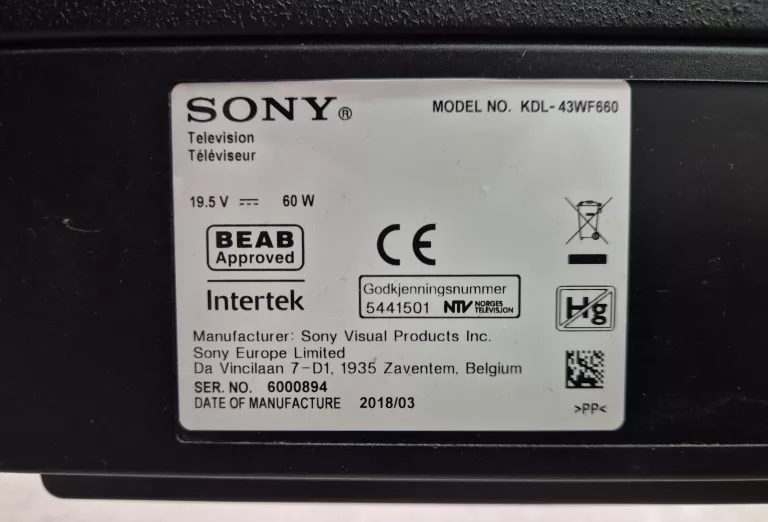 TELEWIZOR SONY BRAVIA 43 CALE 43WF660