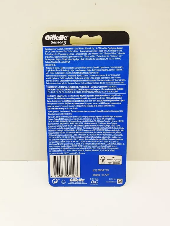 MASZYNKA DO GOLENIA GILLETTE SENSOR 3 RĄCZKA + 6 WKŁADÓW