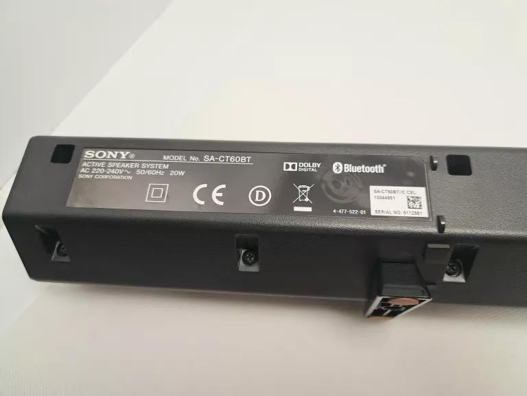 SOUNDBAR SONY SA-CT60BT/SUBWOOFER SS-WCT60