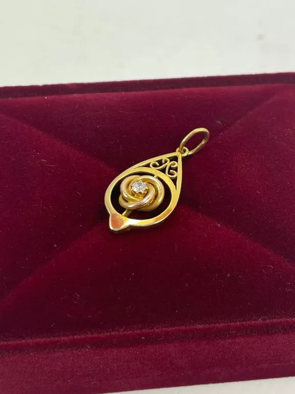 ZŁOTA ZAWIESZKA DIAMENT 585 0,06 CT CERTYFIKAT 2,25G