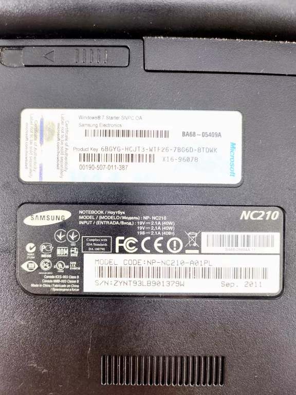 LAPTOP SAMSUNG NC210-HZ1PL #OPIS