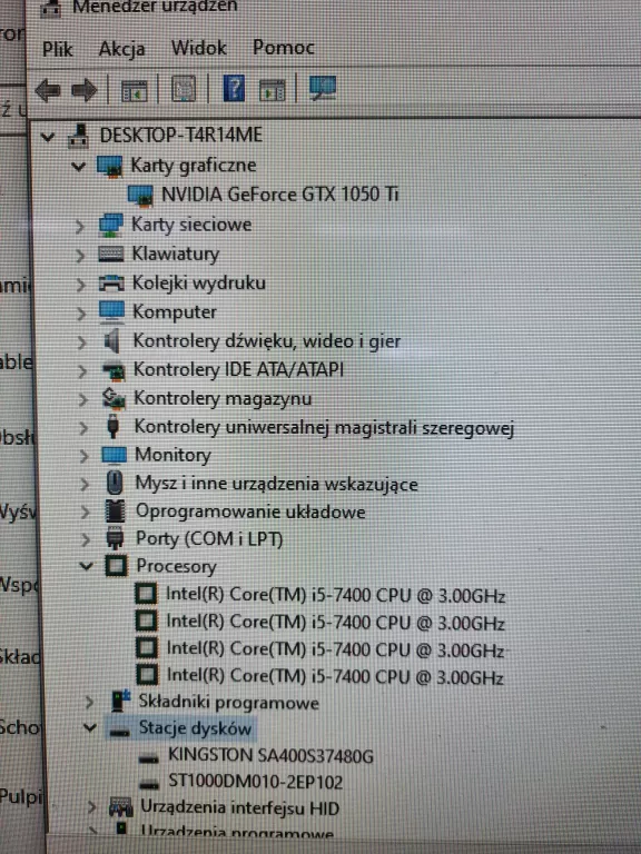 KOMPUTER STACJONARNY GTX 1050 TI PROCESOR I5 7400 - 8 GB SSD 512 I 1TB HD