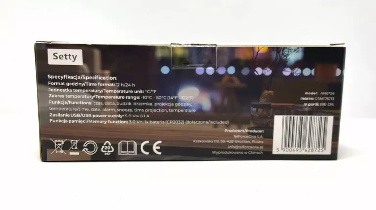 BUDZIK LED Z PROJEKCJĄ AN0726