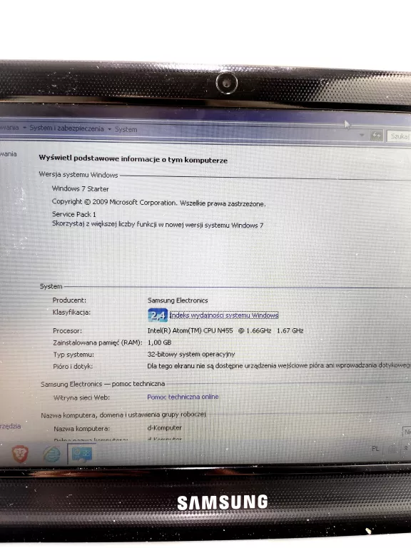 LAPTOP SAMSUNG NC210-HZ1PL #OPIS