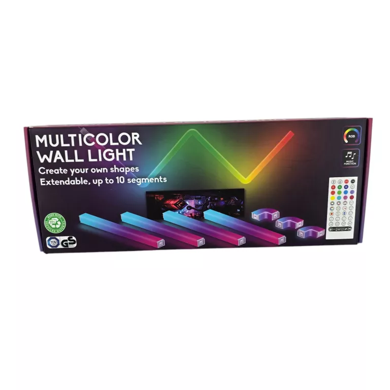 LAMPKA ŚCIENNA RGB WIELOKOLOROWA PILOT APLIKACJA RÓŻNE KSZTAŁTY