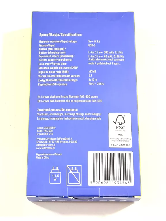 FOREVER SŁUCHAWKI KOSTNE BEZPRZEWODOWE BLUETOOTH TWS