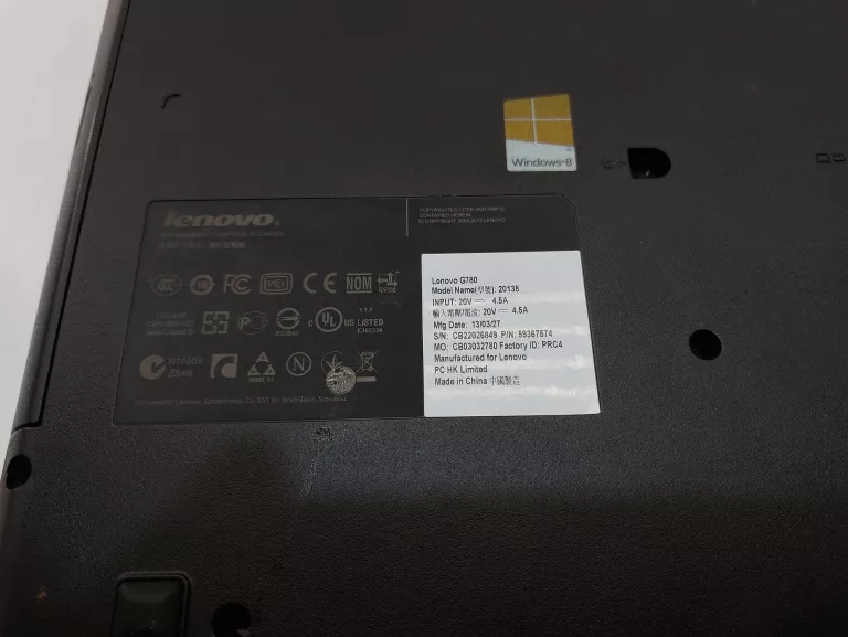 LAPTOP LENOVO G780 I3-3110M/4GB/GEFORCE GT635M/1TB