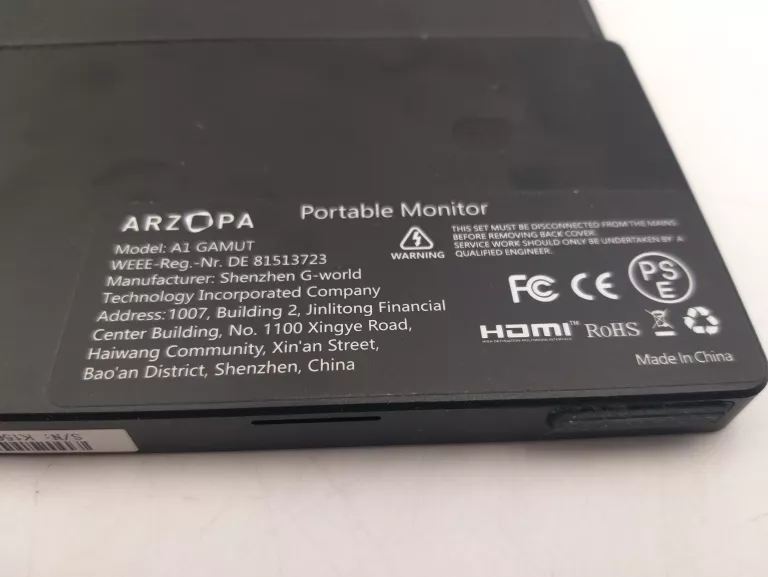 MONITOR ARZOPA A1 GAMUT 15,6" - 15.6" IPS FULL HD 60 HZ MINI HDMI, USB-C H