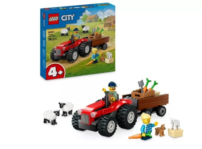 LEGO CITY 60461 CZERWONY TRAKTOR Z PRZYCZEPĄ I OWCAMI